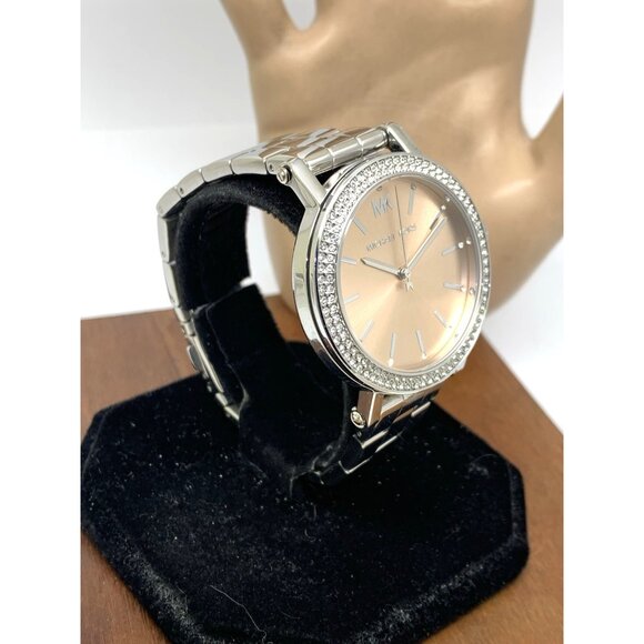 Michael Kors Women's Watch MKO-1050 Quartz Rose Dial Silver Stainless Steel 38mm - Picture 2 of 13